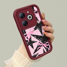 HONTINGA Infinix Smart 8 ile Uyumlu Kılıfı Düşüme Önleyici Basitlik Anti Düşme Kamera Korumali Kalp Desen Bordo Yumuşak Silikon Telefon Kılıfı K2-7186
