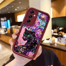 HONTINGA Samsung Galaxy M14 ile Uyumlu Kılıfı Düşüme Önleyici Basitlik Anti Düşme Kamera Korumali Pardalı Desen Bordo Yumuşak Silikon Telefon Kılıfı K2-7187