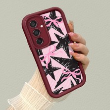 HONTINGA Samsung Galaxy M15 ile Uyumlu Kılıfı Düşüme Önleyici Basitlik Anti Düşme Kamera Korumali Kalp Desen Bordo Yumuşak Silikon Telefon Kılıfı K2-7186