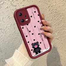 HONTINGA Poco X5 5g ile Uyumlu Kılıfı Düşüme Önleyici Basitlik Anti Düşme Kamera Korumali Kalp Desen Bordo Yumuşak Silikon Telefon Kılıfı K2-7186