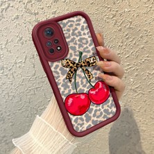 HONTINGA Xiaomi Redmi Note 11 Pro 4g ile Uyumlu Kılıfı Düşüme Önleyici Basitlik Anti Düşme Kamera Korumali Pardalı Desen Bordo Yumuşak Silikon Telefon Kılıfı K2-7187
