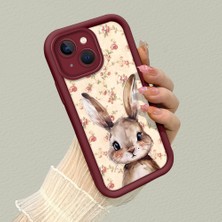 HONTINGA iPhone 13 ile Uyumlu Kılıfı Düşüme Önleyici Basitlik Anti Düşme Kamera Korumali Şirin Rose Desen Bordo Yumuşak Silikon Telefon Kılıfı K2-7184