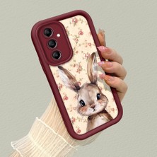 HONTINGA Samsung Galaxy A14 ile Uyumlu Kılıfı Düşüme Önleyici Basitlik Anti Düşme Kamera Korumali Şirin Rose Desen Bordo Yumuşak Silikon Telefon Kılıfı K2-7184