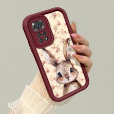 HONTINGA Xiaomi Redmi Note 11S ile Uyumlu Kılıfı Düşüme Önleyici Basitlik Anti Düşme Kamera Korumali Şirin Rose Desen Bordo Yumuşak Silikon Telefon Kılıfı K2-7184