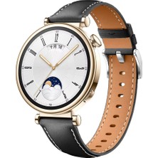 Sneezy Huawei Watch Gt4 41MM Ile Uyumlu Gümüş Metal Tokalı Deri Zarif Şık Kordon