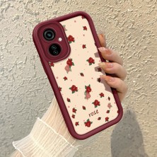 HONTINGA Tecno Camon 19 Neo ile Uyumlu Kılıfı Düşüme Önleyici Basitlik Anti Düşme Kamera Korumali Şirin Rose Desen Bordo Yumuşak Silikon Telefon Kılıfı K2-7184
