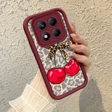 HONTINGA Xiaomi Redmi Note 14 Pro ile Uyumlu Kılıfı Düşüme Önleyici Basitlik Anti Düşme Kamera Korumali Pardalı Desen Bordo Yumuşak Silikon Telefon Kılıfı K2-7187