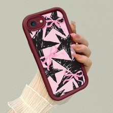 HONTINGA iPhone Se 2022 ile Uyumlu Kılıfı Düşüme Önleyici Basitlik Anti Düşme Kamera Korumali Kalp Desen Bordo Yumuşak Silikon Telefon Kılıfı K2-7186