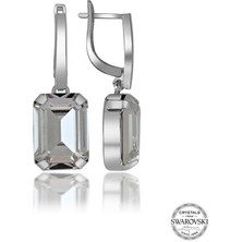 Fumeyabi Swarovski Crystal Taşlı Gümüş Beyaz Baget Sallantılı Kadın Küpe