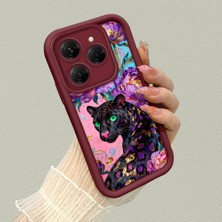 HONTINGA Tecno Spark 20 Pro ile Uyumlu Kılıfı Düşüme Önleyici Basitlik Anti Düşme Kamera Korumali Pardalı Desen Bordo Yumuşak Silikon Telefon Kılıfı K2-7187