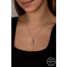 Fumeyabi Swarovski Crystal Taşlı Salkım Gümüş Kadın Kolye
