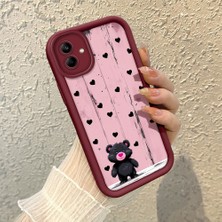 HONTINGA Samsung Galaxy A04 ile Uyumlu Kılıfı Düşüme Önleyici Basitlik Anti Düşme Kamera Korumali Kalp Desen Bordo Yumuşak Silikon Telefon Kılıfı K2-7186