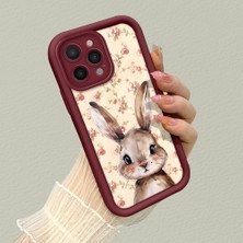 HONTINGA iPhone 16 Pro Max ile Uyumlu Kılıfı Düşüme Önleyici Basitlik Anti Düşme Kamera Korumali Şirin Rose Desen Bordo Yumuşak Silikon Telefon Kılıfı K2-7184