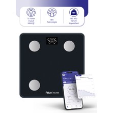 Feyza Design Akıllı Vücut Analiz Tartısı, Yağ, Kas, Sıvı Ölçer, Bluetooth, 4 Elektrot