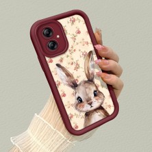 HONTINGA Samsung Galaxy A04E ile Uyumlu Kılıfı Düşüme Önleyici Basitlik Anti Düşme Kamera Korumali Şirin Rose Desen Bordo Yumuşak Silikon Telefon Kılıfı K2-7184
