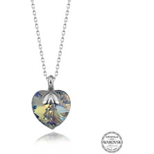 Fumeyabi Swarovski Crystal Taşlı Kalp Gümüş Kadın Kolye
