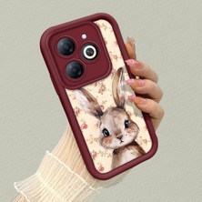 HONTINGA Infinix Smart 8 ile Uyumlu Kılıfı Düşüme Önleyici Basitlik Anti Düşme Kamera Korumali Şirin Rose Desen Bordo Yumuşak Silikon Telefon Kılıfı K2-7184