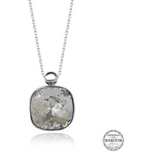 Fumeyabi Swarovski Crystal Taşlı Kare Gümüş Kadın Kolye
