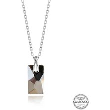 Fumeyabi Swarovski Crystal Taşlı Baget Gümüş Kadın Kolye