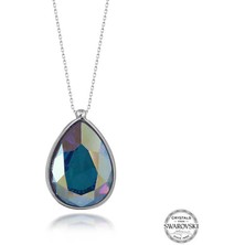 Fumeyabi Swarovski Crystal Taşlı Damla Gümüş Kadın Kolye