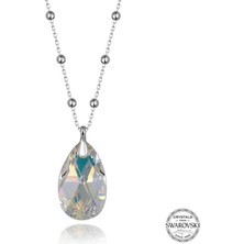 Fumeyabi Swarovski Crystal Taşlı Top Zincir Damla Gümüş Kadın Kolye