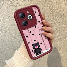 HONTINGA Infinix Smart 8 ile Uyumlu Kılıfı Düşüme Önleyici Basitlik Anti Düşme Kamera Korumali Kalp Desen Bordo Yumuşak Silikon Telefon Kılıfı K2-7186