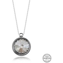 Fumeyabi Swarovski Crystal Taşlı Çerçeveli Gümüş Kadın Kolye