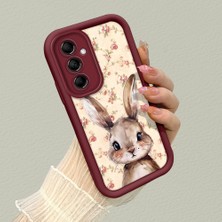 HONTINGA Samsung Galaxy M14 ile Uyumlu Kılıfı Düşüme Önleyici Basitlik Anti Düşme Kamera Korumali Şirin Rose Desen Bordo Yumuşak Silikon Telefon Kılıfı K2-7184