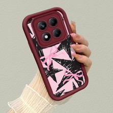 HONTINGA Xiaomi Redmi Note 14 Pro ile Uyumlu Kılıfı Düşüme Önleyici Basitlik Anti Düşme Kamera Korumali Kalp Desen Bordo Yumuşak Silikon Telefon Kılıfı K2-7186