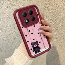 HONTINGA Xiaomi Redmi Note 14 Pro Plus ile Uyumlu Kılıfı Düşüme Önleyici Basitlik Anti Düşme Kamera Korumali Kalp Desen Bordo Yumuşak Silikon Telefon Kılıfı K2-7186