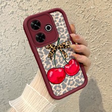 HONTINGA Xiaomi Redmi 13 4g ile Uyumlu Kılıfı Düşüme Önleyici Basitlik Anti Düşme Kamera Korumali Pardalı Desen Bordo Yumuşak Silikon Telefon Kılıfı K2-7187