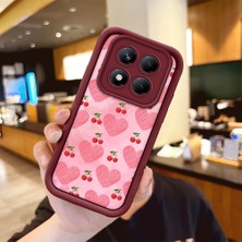 HONTINGA Xiaomi Redmi Note 14 Pro Plus ile Uyumlu Kılıfı Düşüme Önleyici Basitlik Anti Düşme Kamera Korumali Şirin Vişne Desen Bordo Yumuşak Silikon Telefon Kılıfı K2-7185