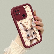 HONTINGA Xiaomi Redmi 10C ile Uyumlu Kılıfı Düşüme Önleyici Basitlik Anti Düşme Kamera Korumali Şirin Rose Desen Bordo Yumuşak Silikon Telefon Kılıfı K2-7184