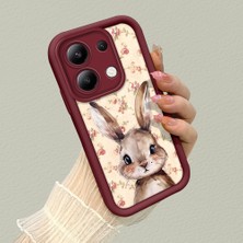 HONTINGA Xiaomi Redmi Note 13 ile Uyumlu Kılıfı Düşüme Önleyici Basitlik Anti Düşme Kamera Korumali Şirin Rose Desen Bordo Yumuşak Silikon Telefon Kılıfı K2-7184