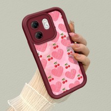 HONTINGA Infinix Hot 50I ile Uyumlu Kılıfı Düşüme Önleyici Basitlik Anti Düşme Kamera Korumali Şirin Vişne Desen Bordo Yumuşak Silikon Telefon Kılıfı K2-7185