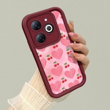 HONTINGA Tecno Spark 20 ile Uyumlu Kılıfı Düşüme Önleyici Basitlik Anti Düşme Kamera Korumali Şirin Vişne Desen Bordo Yumuşak Silikon Telefon Kılıfı K2-7185