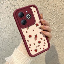 HONTINGA Infinix Smart 8 ile Uyumlu Kılıfı Düşüme Önleyici Basitlik Anti Düşme Kamera Korumali Şirin Rose Desen Bordo Yumuşak Silikon Telefon Kılıfı K2-7184