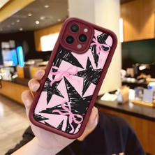 HONTINGA iPhone 14 Pro Max ile Uyumlu Kılıfı Düşüme Önleyici Basitlik Anti Düşme Kamera Korumali Kalp Desen Bordo Yumuşak Silikon Telefon Kılıfı K2-7186