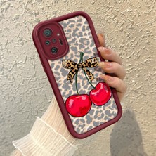 HONTINGA Xiaomi Redmi Note 10 Pro ile Uyumlu Kılıfı Düşüme Önleyici Basitlik Anti Düşme Kamera Korumali Pardalı Desen Bordo Yumuşak Silikon Telefon Kılıfı K2-7187