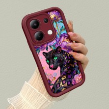 HONTINGA Xiaomi Redmi Note 13 4g ile Uyumlu Kılıfı Düşüme Önleyici Basitlik Anti Düşme Kamera Korumali Pardalı Desen Bordo Yumuşak Silikon Telefon Kılıfı K2-7187
