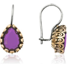 Fumeyabi Gümüş Mor Damla Otantik Kadın Küpe