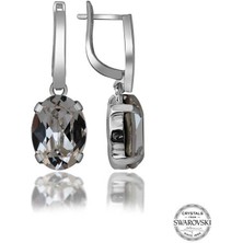 Fumeyabi Swarovski Crystal Taşlı Gümüş Beyaz Oval Sallantılı Kadın Küpe