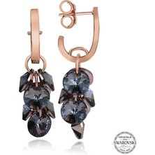 Fumeyabi Swarovski Crystal Taşlı Gümüş Salkım Sallantılı Çivili Kadın Küpe