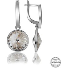 Fumeyabi Swarovski Crystal Taşlı Gümüş Beyaz Sallantılı Kadın Küpe