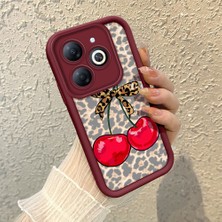 HONTINGA Tecno Spark Go 2024 ile Uyumlu Kılıfı Düşüme Önleyici Basitlik Anti Düşme Kamera Korumali Pardalı Desen Bordo Yumuşak Silikon Telefon Kılıfı K2-7187