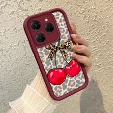 HONTINGA Tecno Spark 20 Pro ile Uyumlu Kılıfı Düşüme Önleyici Basitlik Anti Düşme Kamera Korumali Pardalı Desen Bordo Yumuşak Silikon Telefon Kılıfı K2-7187
