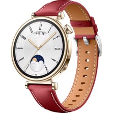 Sneezy Huawei Watch GT4 41mm İle Uyumlu Gümüş Metal Tokalı Deri Zarif Şık Kordon