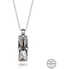 Fumeyabi Swarovski Crystal Taşlı Baget Gümüş Kadın Kolye