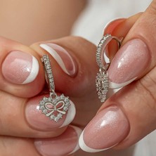 Fumeyabi Gümüş Kalp Kurdele Sallantılı Kadın Küpe