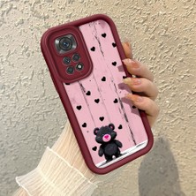 HONTINGA Xiaomi Redmi Note 11 ile Uyumlu Kılıfı Düşüme Önleyici Basitlik Anti Düşme Kamera Korumali Kalp Desen Bordo Yumuşak Silikon Telefon Kılıfı K2-7186
